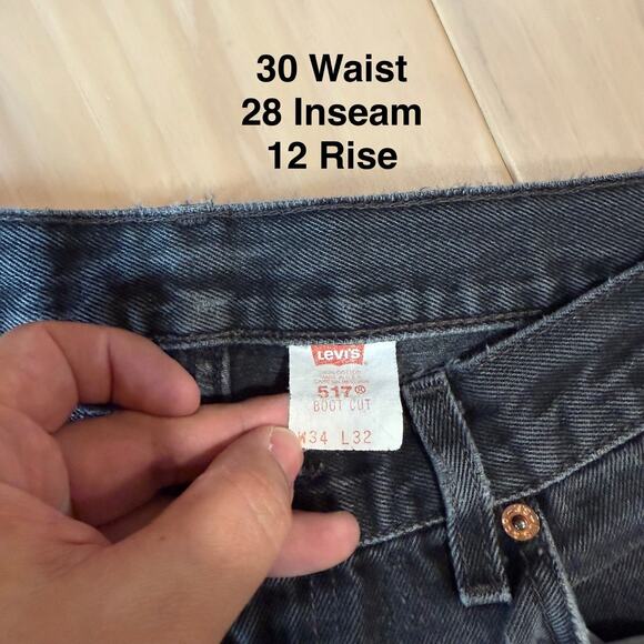 Vintage Levis 517 Jeans 30 Black Patchwork 80s Denim Made in USA Boot Cut 0260 - Picture 5 of 11